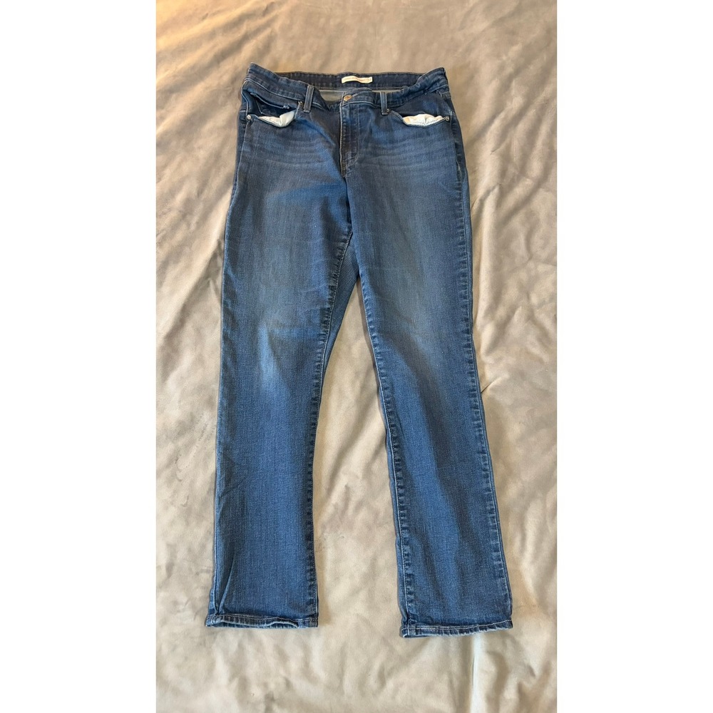Levis Classic Mid Rise Skinny Jeans Medium Wash Blue Denim W33 L30 16M